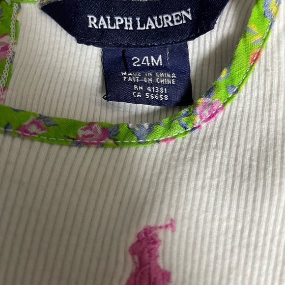 Ralph Lauren Pink and White Dress with Green Trim - Picture 6 of 7